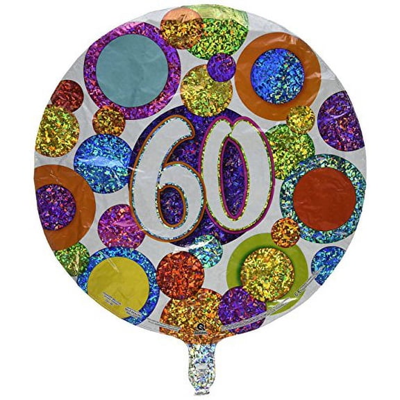 Pioneer Balloon Company 60 Big Dots & Glitz Flat Foil Balloon, 18", Multicolor