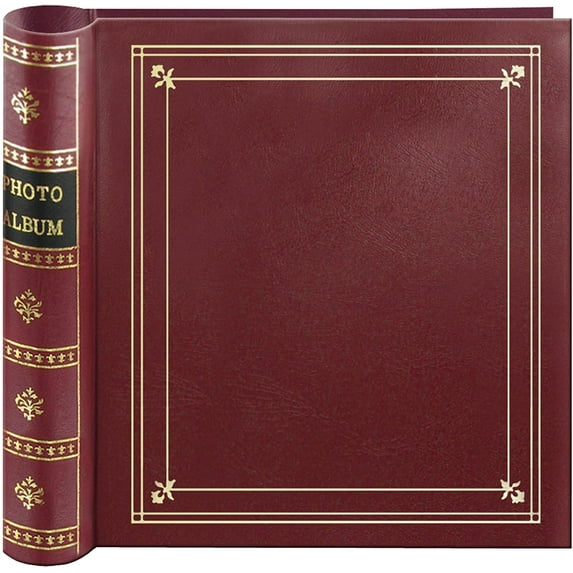 Pioneer Bi-Directional Spiral Bound Photo Album, Le Memo Pocket Photo Album, Solid Color Covers with Gold Trim, Holds 200 4x6" Photos, 2 Per Page, Color: Burg