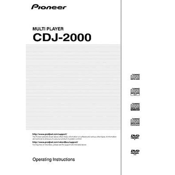 Instruction Manual ONLY for Pioneer CDJ-2000 CD Player Owners Manual REPRINT