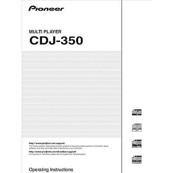 Instruction Manual ONLY for Pioneer CDJ-350 CD Player Owners Manual REPRINT