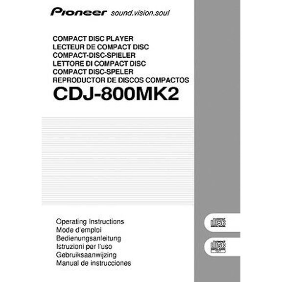 Instruction Manual ONLY for Pioneer CDJ-800-Mk2 CD Player Owners Manual REPRINT