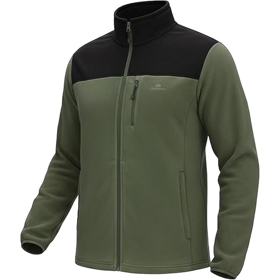 Pioneer Camp Fleece Jacket Men Full Zip Polar Lightweight Windproof Casual Soft Warm Outwear Outdoor Coat with Chest Pocket