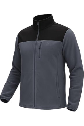 Fleece Jacket Men Full Zip Polar Lightweight Windproof Casual Soft Warm Outwear Outdoor Coat with Chest Pocket