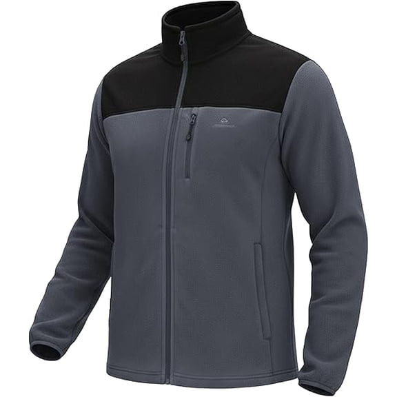 Pioneer Camp Fleece Jacket Men Full Zip Polar Lightweight Windproof Casual Soft Warm Outwear Outdoor Coat with Chest Pocket