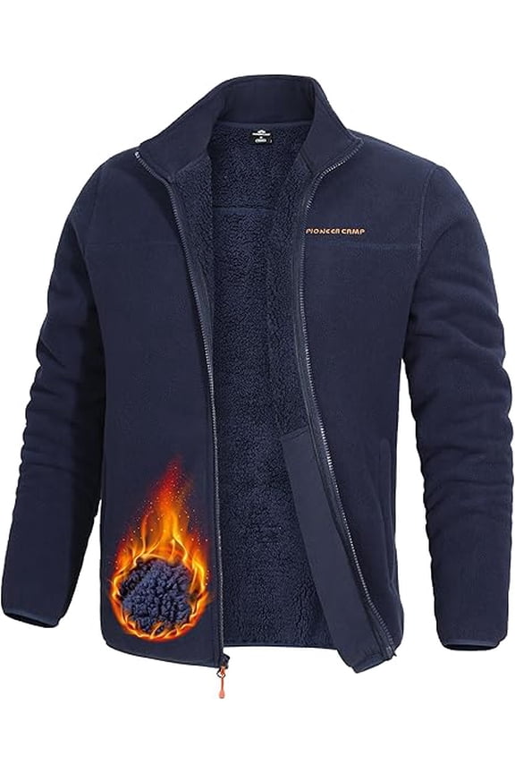 Men's Polar Fleece Sherpa Lined Jacket Warm Full Zip Up Thick Jacket Soft Outwear Winter Coat with Zipper Pocket