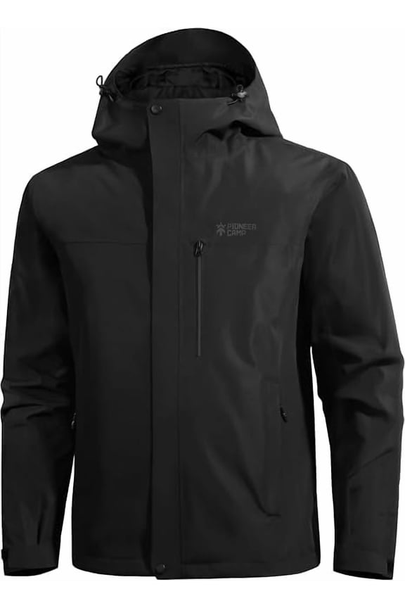 Men's Waterproof Rain Jacket Hooded Lightweight Hiking Shell with 4 Pockets