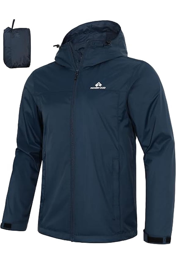 Men‘s Waterproof Rain Jacket, Lightweight Packable Hooded Rain Shell