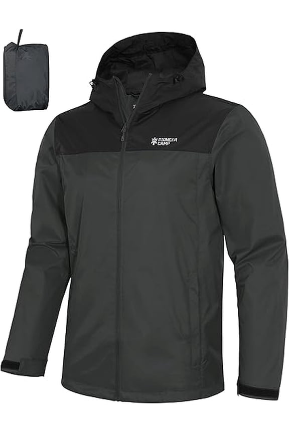 Men‘s Waterproof Rain Jacket, Lightweight Packable Hooded Rain Shell