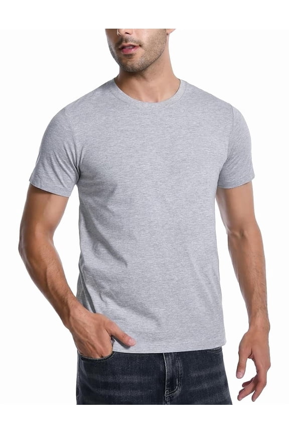 Mens T Shirts Cotton Casual Crew Neck Short/Long Sleeve Basic Heavyweight Soft Plain Tees Classic Fit Tshirts