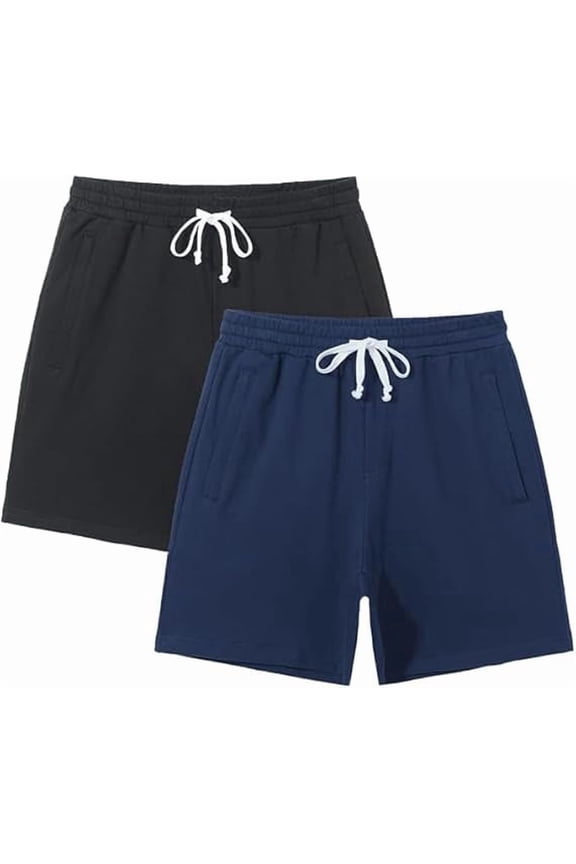Men's Athletic Gym Running Casual Cotton Shorts, 2 Pack