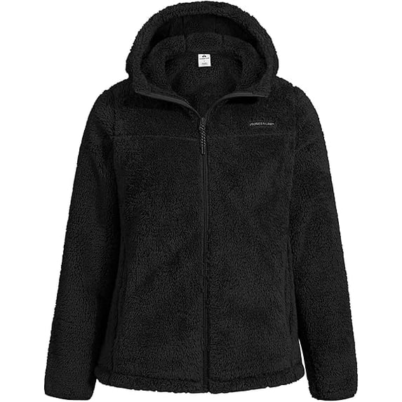 Pioneer Camp Women's Fuzzy Fleece Jacket Full Zip Up Lightweight Warm Soft Fleece Coat with hood for Spring Fall Winter