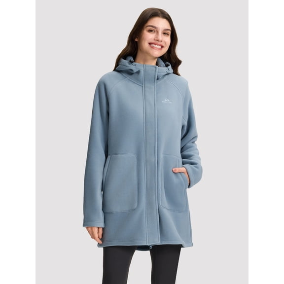 Pioneer Camp Women's Hooded Sherpa Fleece Jacket, Drop Shoulder Two-Way Zip Warm