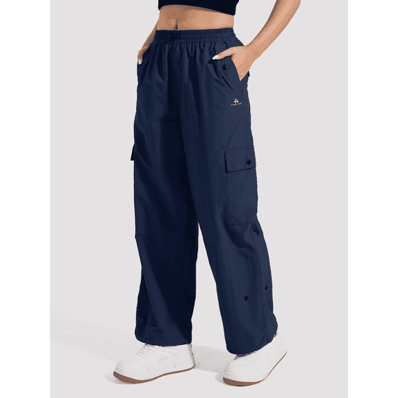 Pioneer Camp Women's Parachute Cargo Pants, High Waisted Wide Leg Quick Dry Hiking Pants