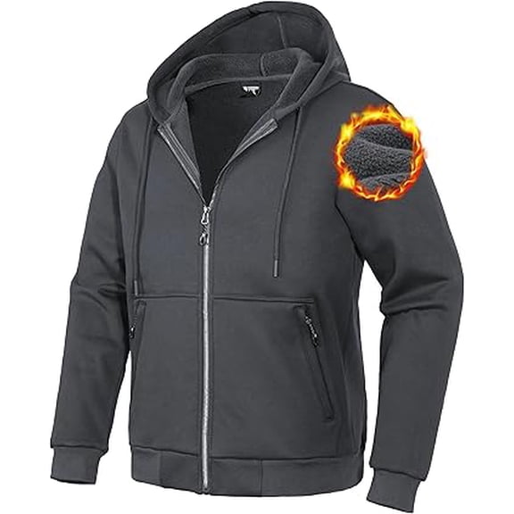 Pioneer Camp Men's Fleece Lined Zip Up Hoodie, Gray, Long Sleeve, XL