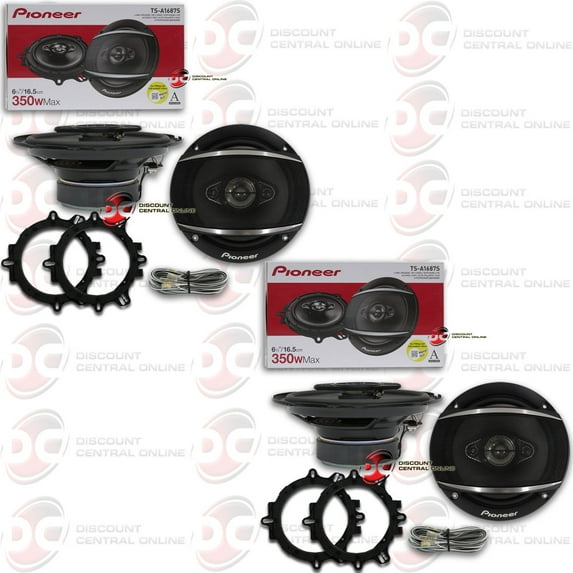Pioneer Coaxial Car Speakers 700 Watts 160 Watts, Black, TS-A1687S, 2 Pack
