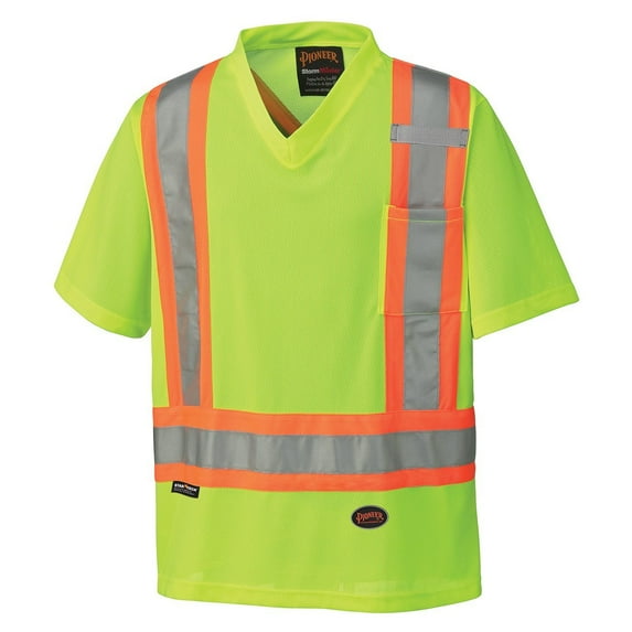 Pioneer Construction Quick-Dry Mesh High Visibility Work Safety T-Shirt, Yellow/Green, XL, V1050660-XL