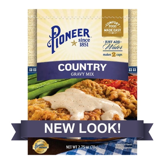 Pioneer Country Gravy Mix, Rich & Creamy, Southern Style, 2.75 oz Pouch (Yields 8 Servings)