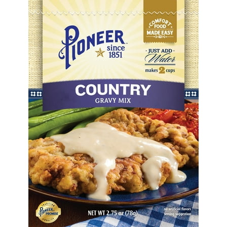 Pioneer Country Gravy Mix, Rich & Creamy, Southern Style, 2.75 oz Pouch (Yields 8 Servings)
