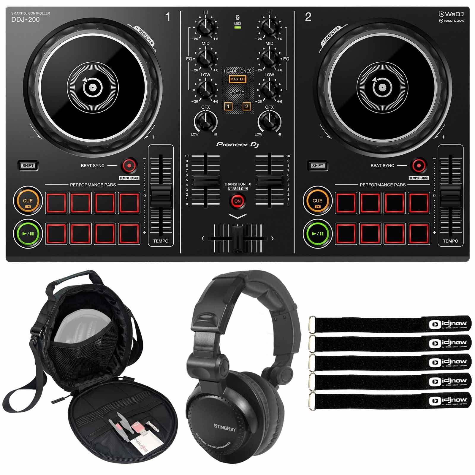 Pioneer DDJ-200 Smart DJ Controller with Performance Headphones and Gear  Bag Package