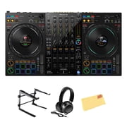 Pioneer DJ DDJ-FLX10 4-Channel Professional DJ Controller - Black Bundle with Laptop Stand, Headphones, and Austin Bazaar Polishing Cloth