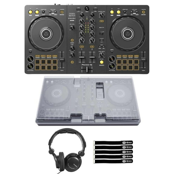 Pioneer DDJ-FLX4 2-Channel DJ Controller for Rekordbox & Serato DJ Lite with Cover & Headphones Package