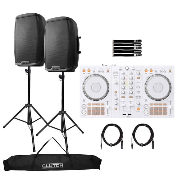 Pioneer DDJ-FLX4-W 2-Channel DJ Controller in White with (2) Gemini AS-2112BT Speakers Package