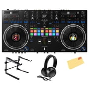 Pioneer DDJ-REV7 Scratch-Style 2-Channel Professional DJ Controller - Black Bundle with Laptop Stand, Headphones, and Austin Bazaar Polishing Cloth
