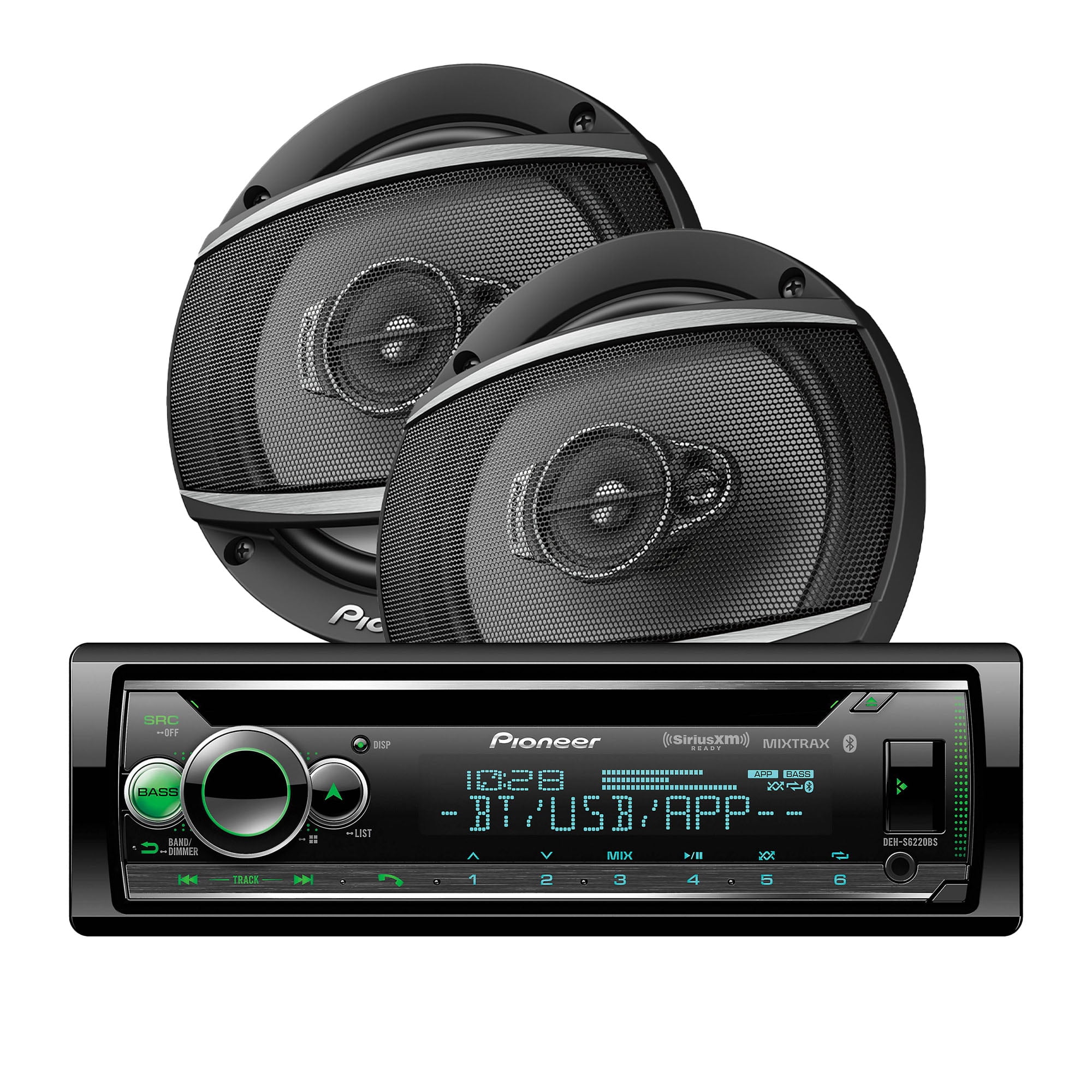 Pioneer DEH-S6220BS Single DIN with Amazon Alexa, Bluetooth, including Android/iPhone Controls and 1 Pair of Pioneer TS-A652F - 6-1/2