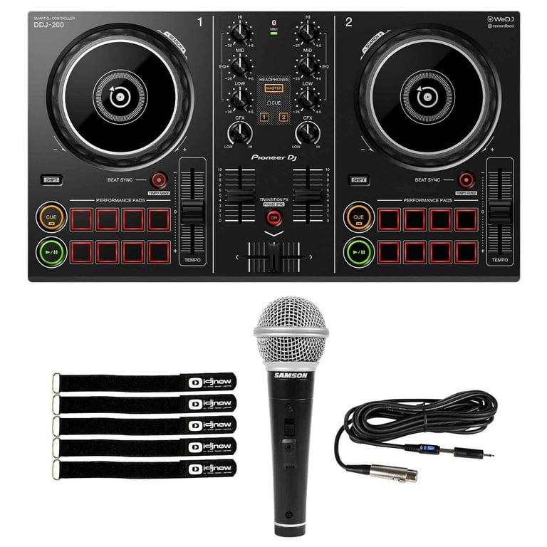 Pioneer DJ DDJ-200 Smart DJ Controller with Samson M10 Dynamic