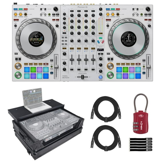 Pioneer DJ DDJ-FLX10-W 4-Channel DJ Controller White with Black Finish Case Package