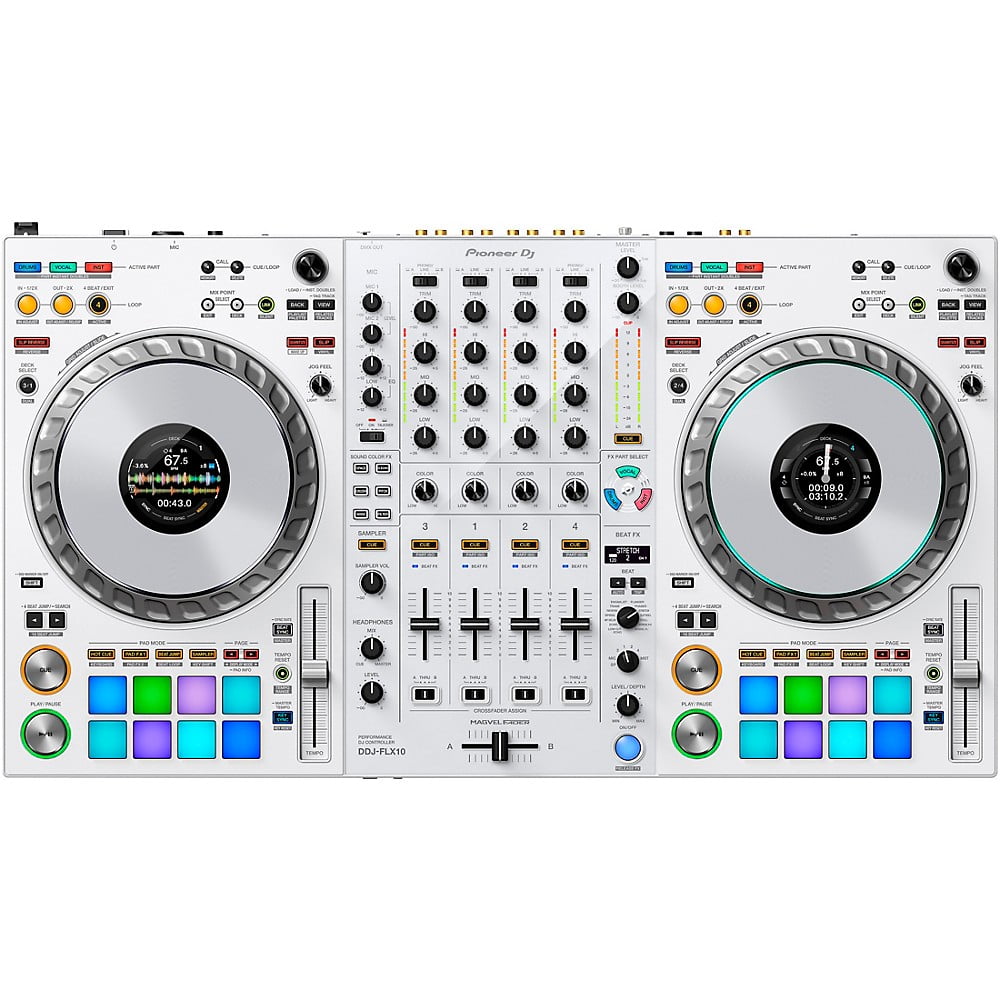 Pioneer DJ DDJ-FLX10-W 4-Channel DJ Controller for Rekordbox & Serato - White