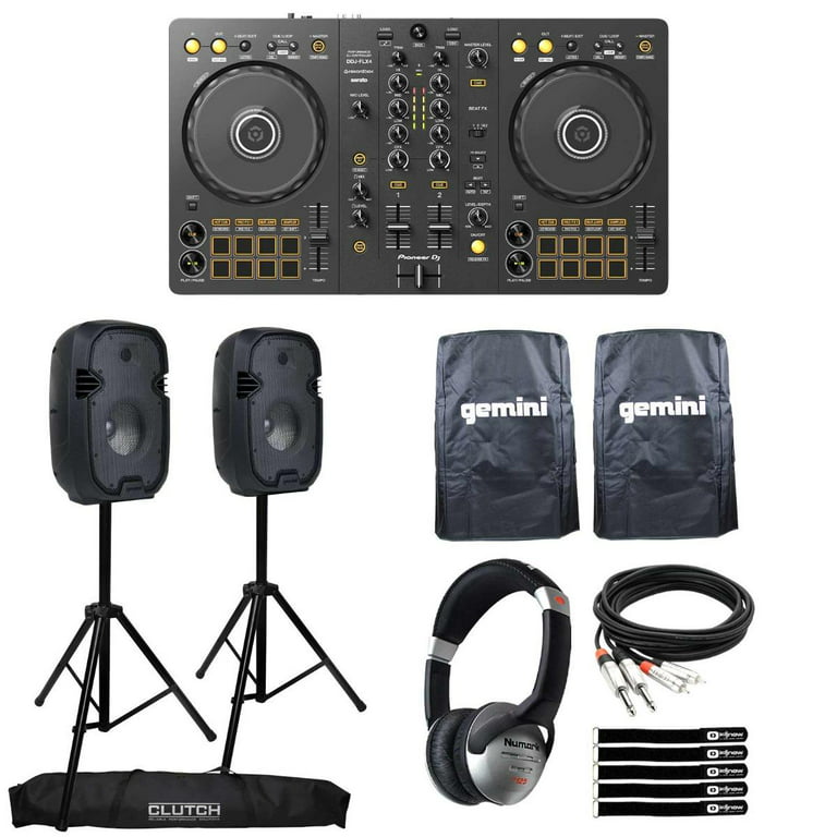Pioneer DJ DDJ-FLX4 2-Channel Controller with Gemini PartyBox Rave8 8