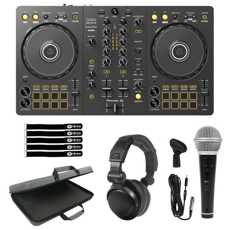Pioneer DJ DDJ-FLX4 2-Channel Controller with Soft Case & Microphone  Package 