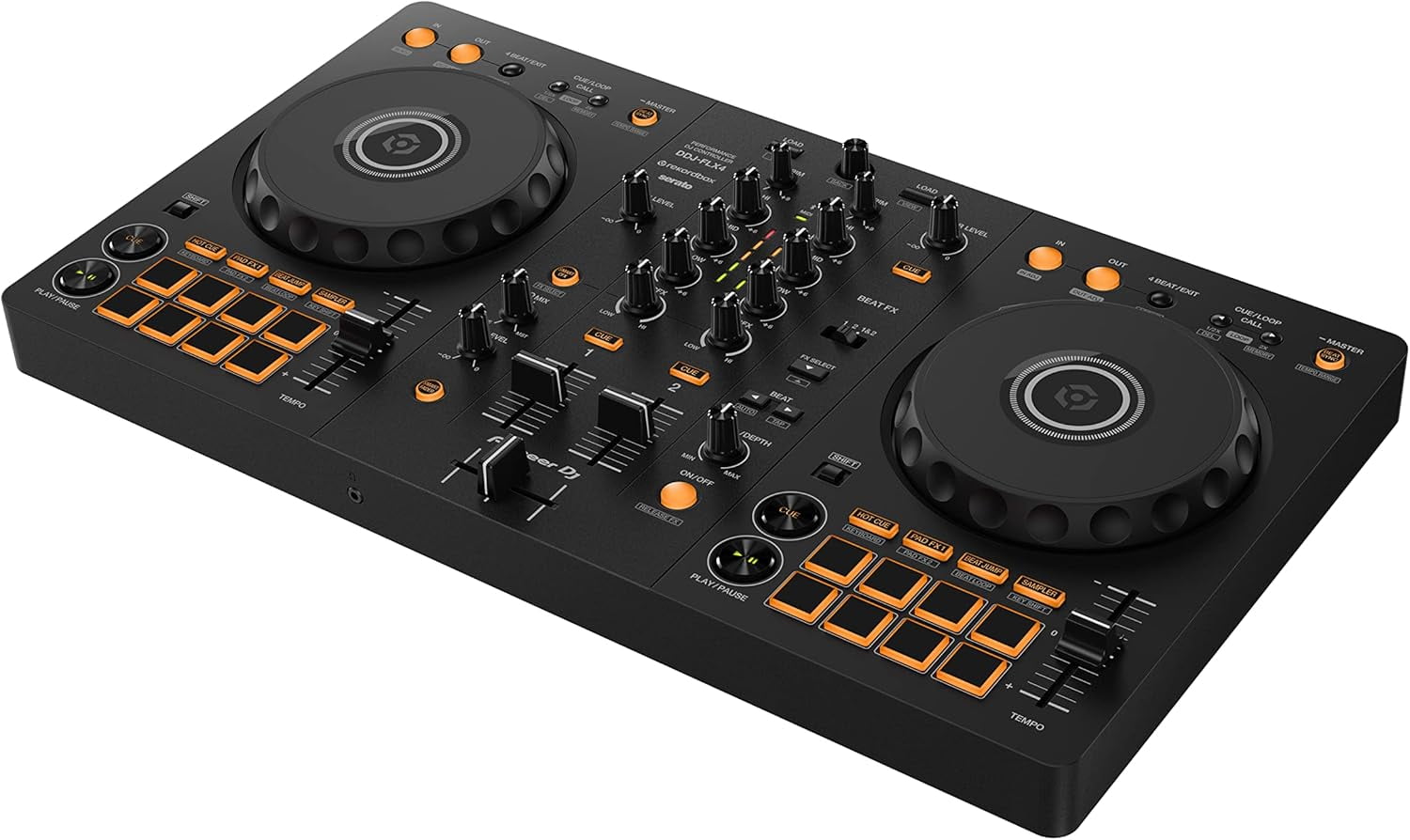 Pioneer DJ DDJ-FLX4 2-Deck DJ Controller (Graphite), Rekordbox & Serato DJ Lite Compatible, USB-C Powered