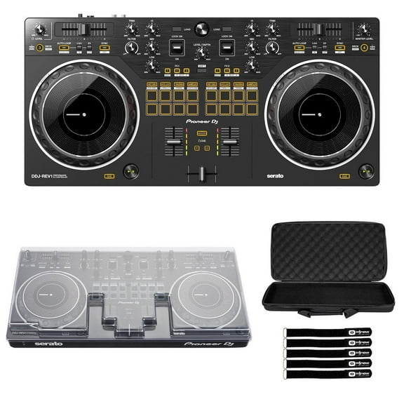 Pioneer DJ DDJ-REV1 Scratch Style 2-Channel DJ Controller for Serato DJ Lite with Case & Cover Package
