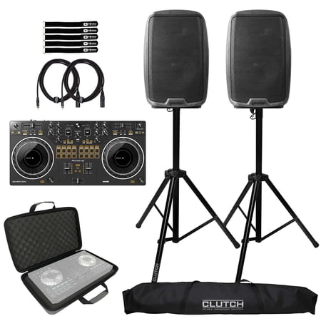 Pioneer DJ DDJ-REV1 Scratch Style 2-Channel DJ Controller with Gemini AS-2112BT 12" Active Speakers Package