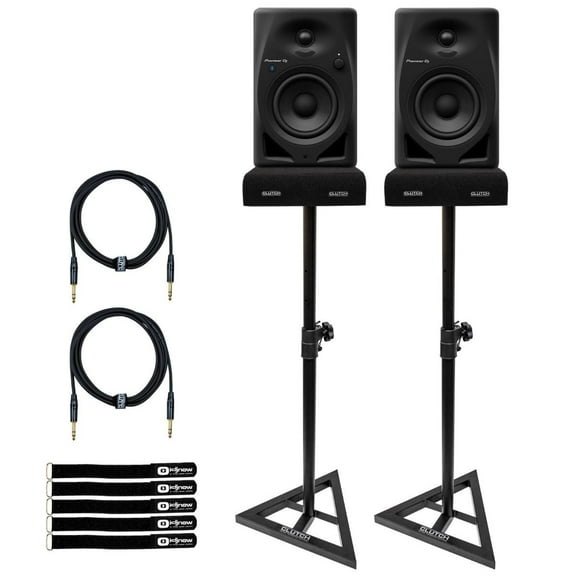 Pioneer DJ DM-40D-BT 4" Bluetooth Desktop Monitor System with Studio Monitor Stands Package