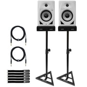 Pioneer DJ DM-50D-BT-W 5 White Bluetooth Desktop Monitor System with Monitor Stands Package
