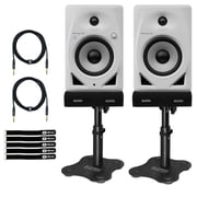 Pioneer DJ DM-50D-BT-W 5 White Bluetooth Monitor System with Desktop Stands Package