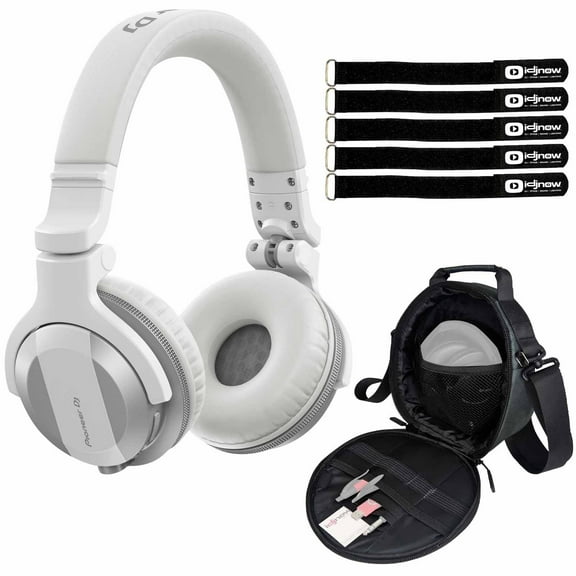 Pioneer DJ HDJ-CUE1BT Matte White Wireless Bluetooth Headphones with Headphone Gear Bag Package