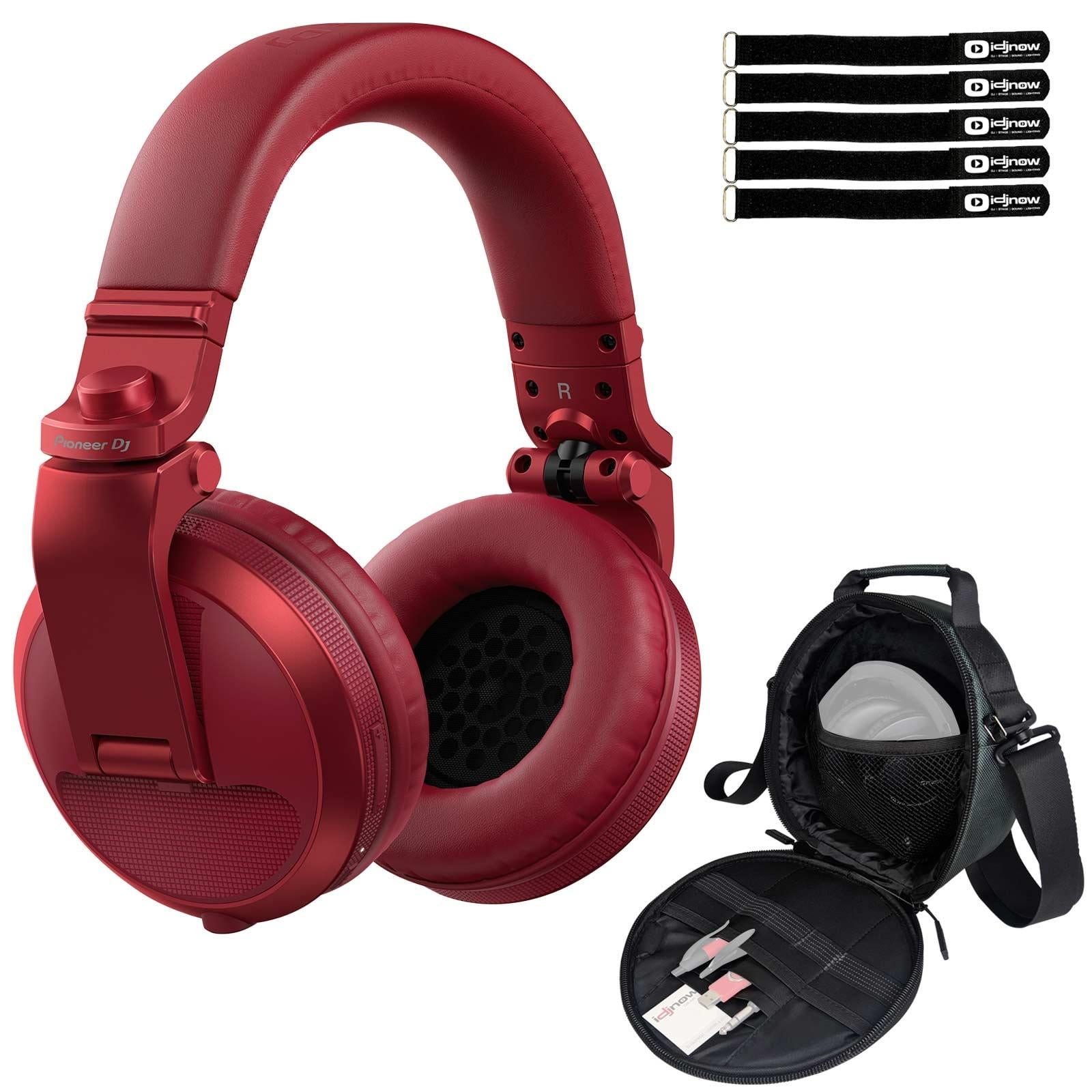 Pioneer DJ HDJX5BT Red Bluetooth Wireless DJ Headphones with Headphone