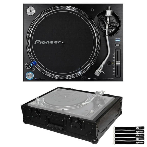 Pioneer DJ PLX-1000 Professional High Torque Direct Drive DJ Turntable with Black Transport Case Package