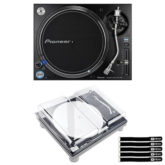 Pioneer DJ PLX-1000 Professional High Torque Direct Drive DJ Turntable with Decksaver Turntable Cover Package