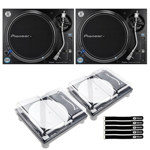 Pioneer DJ PLX-1000 Professional High Torque Direct Drive DJ Turntables with Decksaver Turntable Covers Duo Package