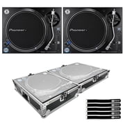 Pioneer DJ PLX-1000 Professional High Torque Direct Drive DJ Turntables with Protective Transport Cases Duo Package