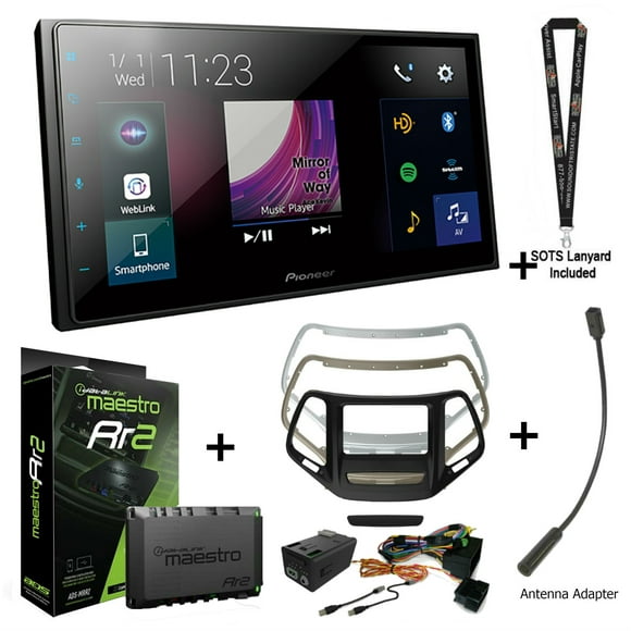 Pioneer DMH-2660NEX Receiver + Dashkit for Jeep Cherokee KIT-CHK1 + ADS-MRR2 Pkg
