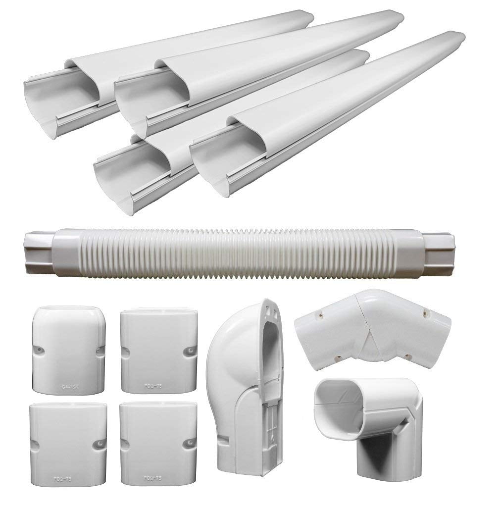 Split Pvc Line Cover Pioneer, Decorative PVC Slim Line Cover Kit, for Mini Split, 10~12 ft ...