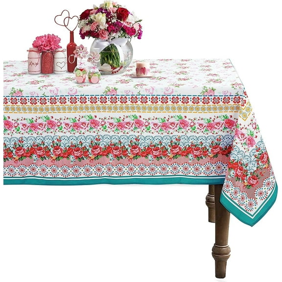 Pioneer Design Ladies Dishes Tablecloth, Floral Table Cloth, Vintage Tablecover for Rectangle Tables 60 x 84, Perfect for Kitchen Dinner, Restaurant, Holiday Picnic Party Table Cover