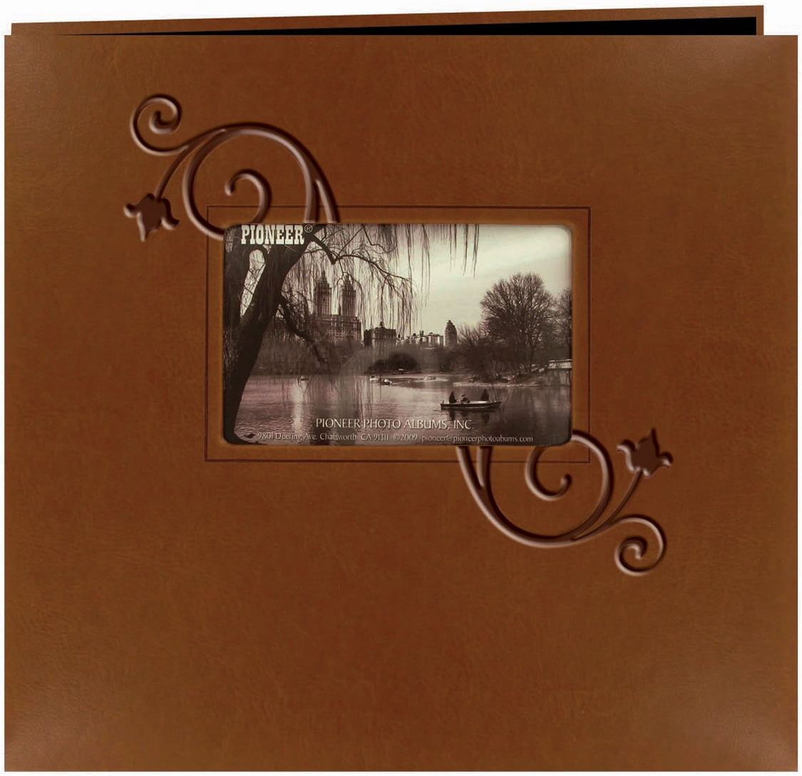 Pioneer Embossed Leatherette Post Bound Album 12"X12"Brown W/Floral
