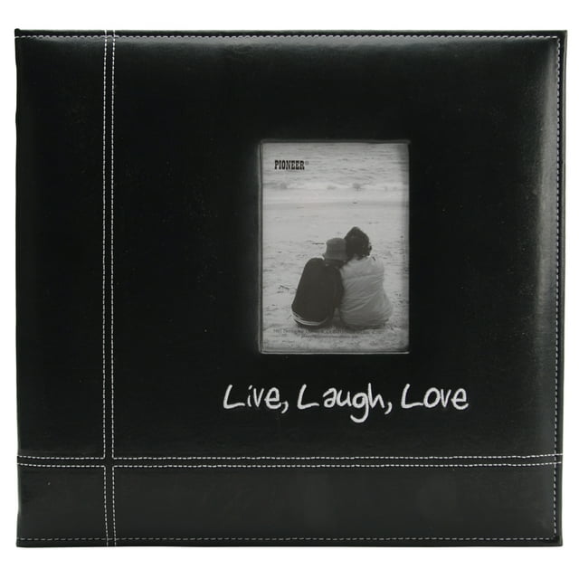 Pioneer Embroidered Leatherette Post Bound Album 12"X12" Live, Laugh & Love - Black